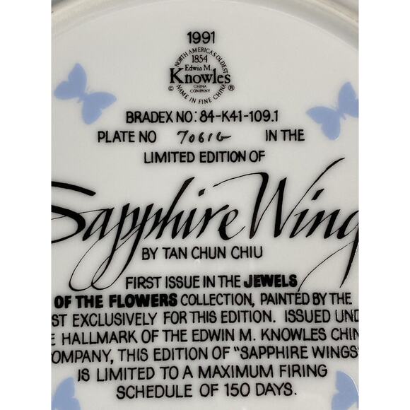 Jewels of the Flowers "Amethyst Flight" Collectors Plate, Tan Chun Chiu 1991 - Picture 4 of 8